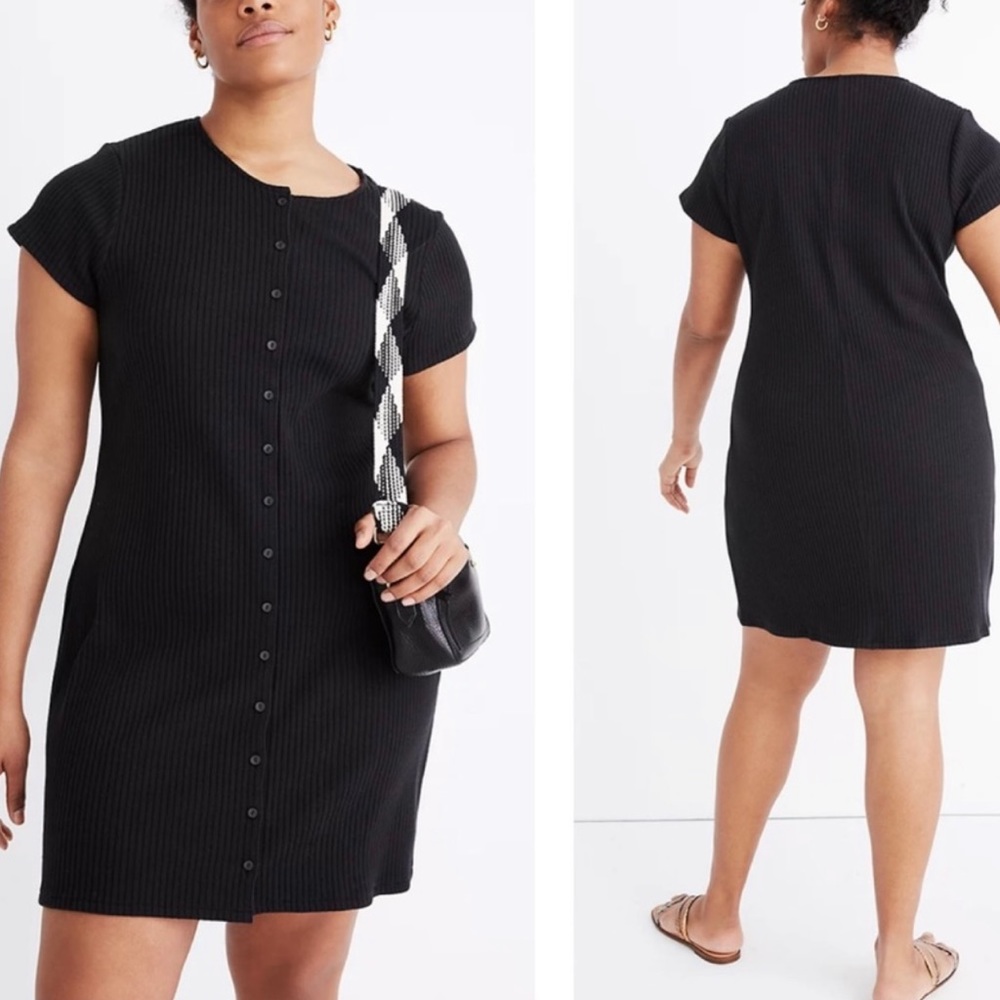 Madewell Button-Front Ribbed Mini Dress